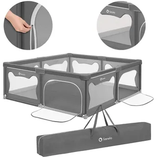 lionelo WILLOW XL Laufgitter für Kinder & Babys, Grey Concrete