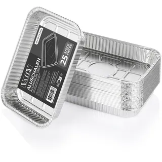 Vaily Alu Tropfschalen Grillschalen Klein 25er Pack - Fettauffangschale 22x15 cm
