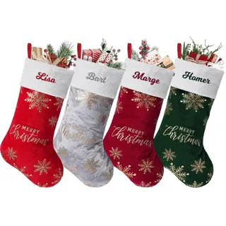 papasgix Weihnachtsstrumpf Personalisiert 46cm Großer Nikolausstrumpf mit Namen Weihnachtssocken Kamin Geschenktasche Nikolaussocke für Feiertags Familienparty Dekoration