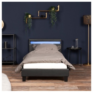 HOME DELUXE Bett LED Bett ASTRO (Set, 2-tlg., Bett und Lattenrost), extra großes gepolstertes Kopfteil,Variante mit oder ohne Matratze schwarz
