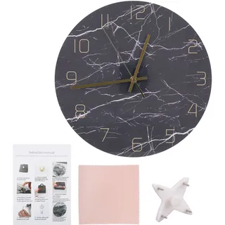 Moderne Skandinavische Wanduhr In Marmoroptik, Geräuschlos Und Rund, Für Die Inneneinrichtung
