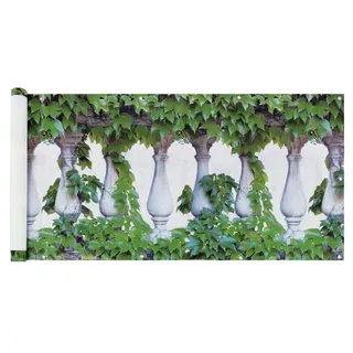 Balkon-Sichtschutz naturfrohem Efeu-Motiv, 5 m, reißfester Sichtschutz mit Efeu-Motiv