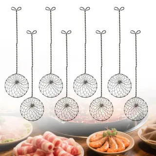 8 Stück Edelstahl Küchensieb Fondue Sieb, Feinmaschig Küchensieb, Fondue Sieb Set, Schaumlöffel mit Griffen, Schaumkelle, Abseihlöffel, Schaumlöffel Schlitzlöffel für Küche Braten Lebensmittel