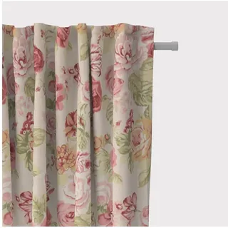 SCHÖNER LEBEN. Vorhang SCHÖNER LEBEN. Vorhang Blumen Rosen beige grün rot 245cm, Smokband, blickdicht, Baumwolle, handmade beige|grün|rot