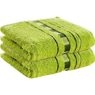 Erwin Müller Handtuch-Set 2er-Pack Achern grün Größe 50x100 cm - #500g/m2 - schnell trocknend, extra saugstark, beidseitige Schlaufen