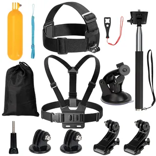 9-in-1 Action Kamera Zubehör Set, Brustgurt Halterung Outdoor Sport Anzug kompatibel für Gopro Hero 10/9/8/7/6/5/4 Insta360 DJI SJCAM APEMAN AKASO und andere Sportarten Kamera
