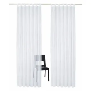 my home Gardine Belem, Schlaufen (1 St), transparent, Voile, 1 oder 2 Schals, Vorhang, Fertiggardine, Kreise weiß 140 cm x 175 cm