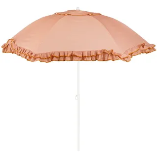 Mica Decoration Neigbarer Sonnenschirm mit Rüschen - Stockschirm 238 x Ø195 cm - Garten oder Balkon Sonnenschutz - Polyester, Stahl - Pfirsich