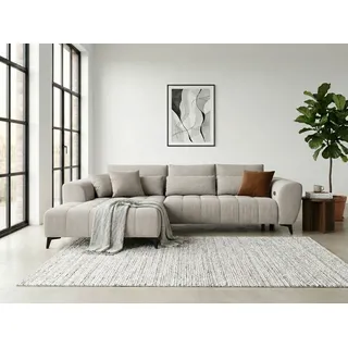 werk2 Ecksofa WERK2 "Garay, XXL-Liegefläche: elektrisch ausziehbar auf ca. 228×126 cm", natur, B:287cm H:64cm T:220cm, 92% Polyester, 8% Nylon, Sofas, Ecksofa, Luxus in Übergröße: XXL-Liegefläche, Komfort-Ottomane & stilvolle Füße