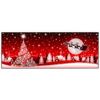 Sichtschutz Weihnachtsteppich Läufer 100x180cm, Messeteppich, rutschfest Waschbar Dauerhaft für Wohnzimmer Küche Badezimmer Matten Weihnachtsdekor