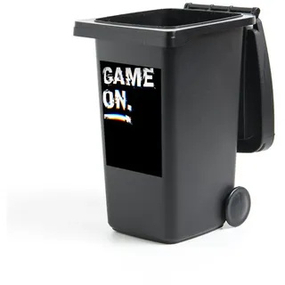 MuchoWow Wandsticker Spiele - Spiel - Sprichwörter - Zitate - Game on (1 St), Mülleimer-aufkleber, Mülltonne, Sticker, Container, Abfalbehälter bunt