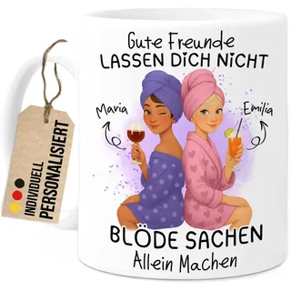 Tassenliebling® - Tasse beste Freundinnen personalisiert - Beste Freundin Tasse - Blöde Sachen allein machen - Geschenk für beste Freundin, Bff oder Kollegin - Freundschaftsgeschenk