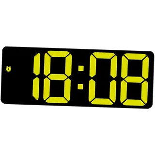Baoblaze Digitale Wanduhr, einstellbare Helligkeit, Kalender, Schreibtisch, moderner Sprachsteuerungs-LED-Wecker mit Datums- und Temperaturanzeige für Flur, GELB