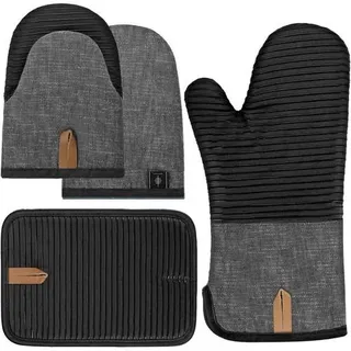 Ofenhandschuhe Antirutsch Silikon Topflappen 4er Set Schwarz 2 schwarz
