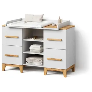 livinity® Wickelkommode Mailo Weiß/Artisan XL mit 4 Schubladen