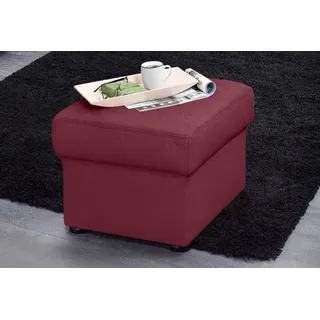 Hocker SIT & MORE "Bansin", rot (bordeaux), B:58cm H:45cm T:58cm, Luxus-Microfaser ALTARA NUBUCK (100% Polyester);SOFTLUX-Kunstleder;NaturLEDER (echtes Rindsleder)/Korpus SOFTLUX-Kunstleder, Hocker, Polsterhocker Lederhocker