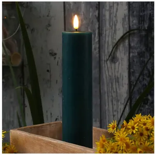 Deluxe Homeart LED-Kerze Mia Deluxe Echtwachs flackernd Wachsspiegel H: 20cm D: 5cm petrol (1-tlg) blau