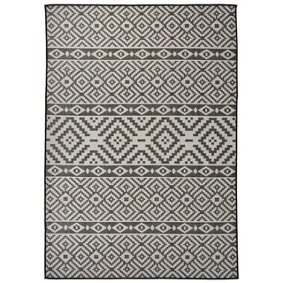 vidaXL Outdoor-Teppich 140 x 200 cm schwarz gestreift