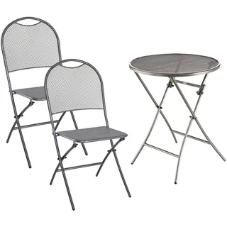 MWH Balkonset Balkonset Cafe Latte, Klapptisch rund Ø 60, Praktisches klappbares Balkonset aus Metall mit Elotherm® Beschichtung