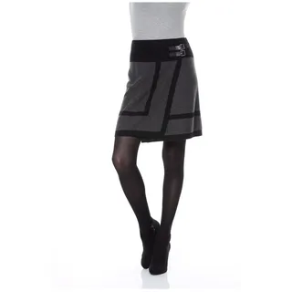 Wickelrock ANISTON CASUAL Gr. 44, schwarz (grau, schwarz, meliert) Damen Röcke Strickröcke mit seitlichen Schnallen verziert