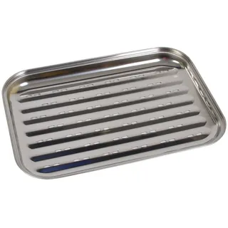 BURI Grillschale BBQ-Grillschale aus Edelstahl 35x24cm Grillzubehör Pfanne Gemüseschale