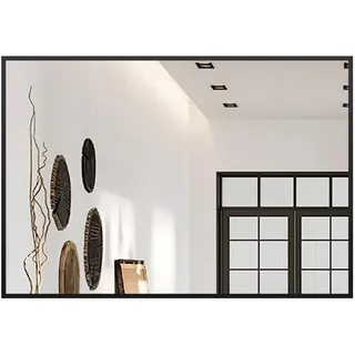 Boromal Spiegel Wandspiegel Schwarz Metallrahmen Rattan Rechteckig 50x70 60x80 40x60 (Schwarzer Rahmen, Wand Spiegel, Runder Spiegel) schwarz Rechteckig | 60 cm x 100 cm