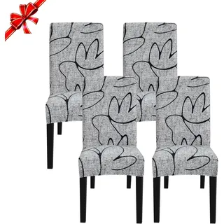 Jaotto Stuhlhussen 4 Stück Universal, Stuhlhusse Stretch 4er Set Moderne, Stuhlhussen Schwingstühle Elastische Langlebig Stuhlhussen Für Esszimmer Bankett Deko(grauer Stil, 4 Stück)