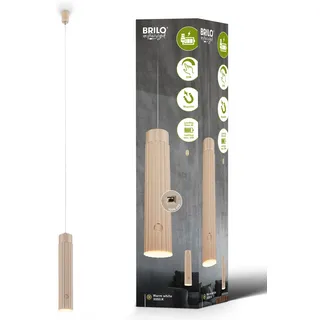 BRILONER - Pendelleuchte Akku, Touch, Dimmbar, Höhenverstellbar, Warmweiß, ohne Stromanschluss, LED Deckenleuchte, Pendelleuchte Esstisch, Wohnzimmerlampe, Hängelampe Esstisch, 4,5x160cm, Beige