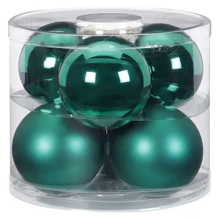 MAGIC Weihnachtskugeln Glas 10cm 6 STK. Christbaumkugeln Christbaumschmuck (Deep Forest Grün)