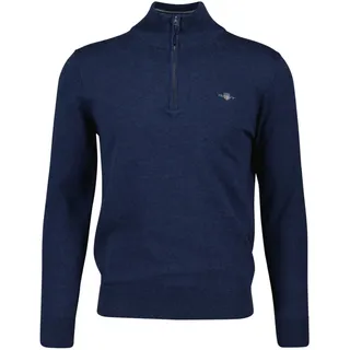 GANT Herren Pullover mit Zip-Kragen - CLASSIC COTTON HALF ZIP, Strickpullover, Baumwolle Jeansblau Melange L