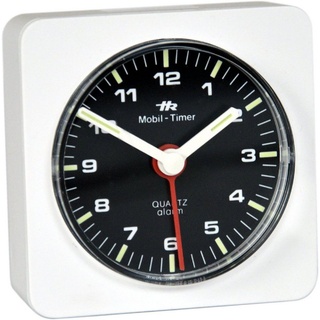 HR Autocomfort Reisewecker Mini Wecker original historisch 1980 analoger Reisewecker Uhr weiß
