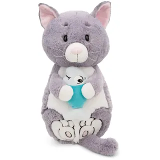 NICI Kuscheltier Katze mit Fisch 40 cm grau