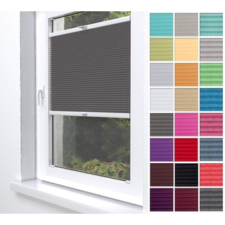 Home-Vision® Premium Plissee Faltrollo ohne Bohren zum Kleben Innenrahmen Blickdicht Sonnenschutz Jalousie für Fenster & Tür (Graphit, B60 x H120cm)