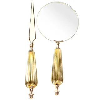 2er Set Lupe & Brieföffner Gold Leselupe Antik Vergrösserungsglas Schreibtisch Set lup063 Palazzo Exklusiv