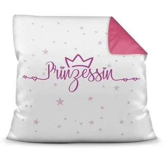 Tassendruck Farbkissen Pink inkl. Füllung mit Spruch Prinzessin - Krone - Glitzer/Geschenk-Idee/Stern/Deko-Kissen/Einhorn/Unicorn