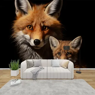 PaxGloz Fototapete Fuchs Tapete Waldtiere Tapeten Vliestapete Modern Wandtapete Wohnzimmer Schlafzimmer Kinderzimmer Wanddeko Motivtapeten 200 x 140 cm (B x H)