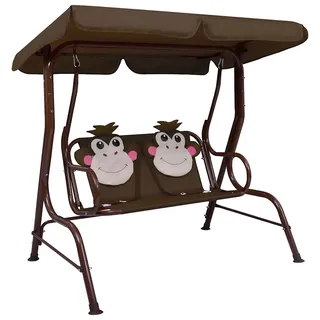 Kinder-hollywoodschaukel Braun 115×75×110 Cm Stoff