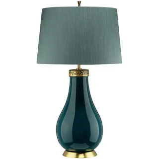 Elstead Lighting Tischleuchte Havering, Türkis, Messing, Metall, Textil, Keramik, 73.5 cm, RoHS, Lampen & Leuchten, Innenbeleuchtung, Tischlampen, Tischlampen