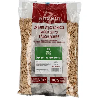 Browin® Räucherchips Buche 450 g 780830 | Buchenspäne 6-8 mm für Fleisch und Fisch | Räucherholz zum Räuchern und Grillen | Räucherspäne für Smoker, Gasgrill und Grill
