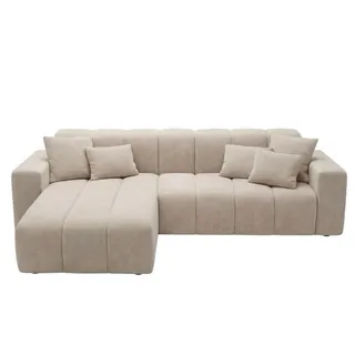 GRAINGOLD Ecksofa Velours 4-Sitzer Beige