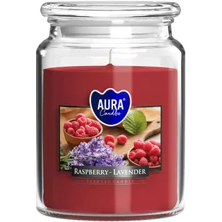 Duftkerze Candle mit Deckel - Duftkerzen im Glas Kerzen Aesthetic - Kerze im Glas Candles Aesthetic - Kerzen im Glas Schmuckkerze - DUO - Himbeere Weiß Lavendel