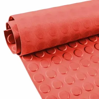 Gummi Antirutsch Premium TPE Geruchsarm Bodenbelag Noppen Muster Rot 3mm Stark 100 cm Breite 500 cm Länge