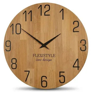 Flexistyle Wanduhr Natur 50,0 cm z228-d-1-50cm Schwarz/Mehrfarbig