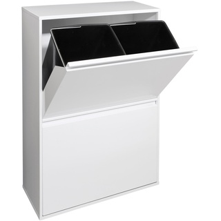 ARREGUI Basic CR601-B Recycling Abfalleimer / Mülleimer aus Stahl mit 4 Inneneimern, 4 Fach Mülltrennsystem, 4 x 17L (68 L), weiß