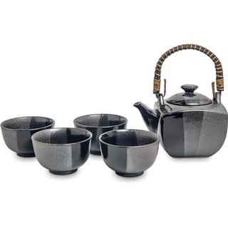 SHUAIVIBES Teeservice Japanisches Teeset für Teezeremonie Teekanne und Tassen Teeservice, 4 Personen, Japanische Tee Keramik schwarz