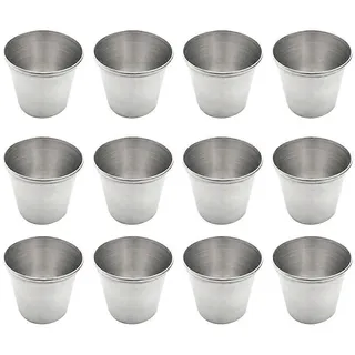 12 Vintage-kaffeebecher Aus Glas, Weingläser Aus Metall, Kleine Saucenschalen, Likörbecher Aus Edelstahl, Camping-schnapsgläser-5x5x4.3cm-silver