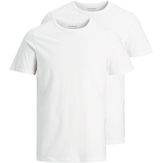 Jack & Jones Herren Rundhals T-Shirt JACBASIC 2er PACK - Regular Fit Regular Fit Weiß 12133913 XXL