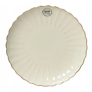 Frühstücksteller 26,6cm Porzellan mit Relief und Goldrand Weiß / Gold - Weiß