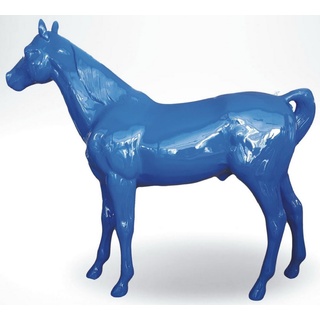 Casa Padrino Luxus Deko Skulptur Pferd Blau 245 x H. 200 cm - Riesige Gartenskulptur - Lebensgroße Skulptur - XXL Deko Skulptur - XXL Deko Figur - XXL Tierfigur - Luxus Deko Tierfigur