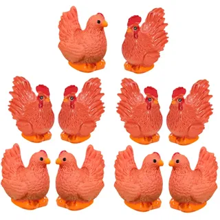 EPIGEIST 12stücke Miniatur-hühnerfiguren Aus Harz Hahn Dekorationen Garten Hühner Ornament Detailreiche Tierfigur Stabiler Standfuß Für Deko
